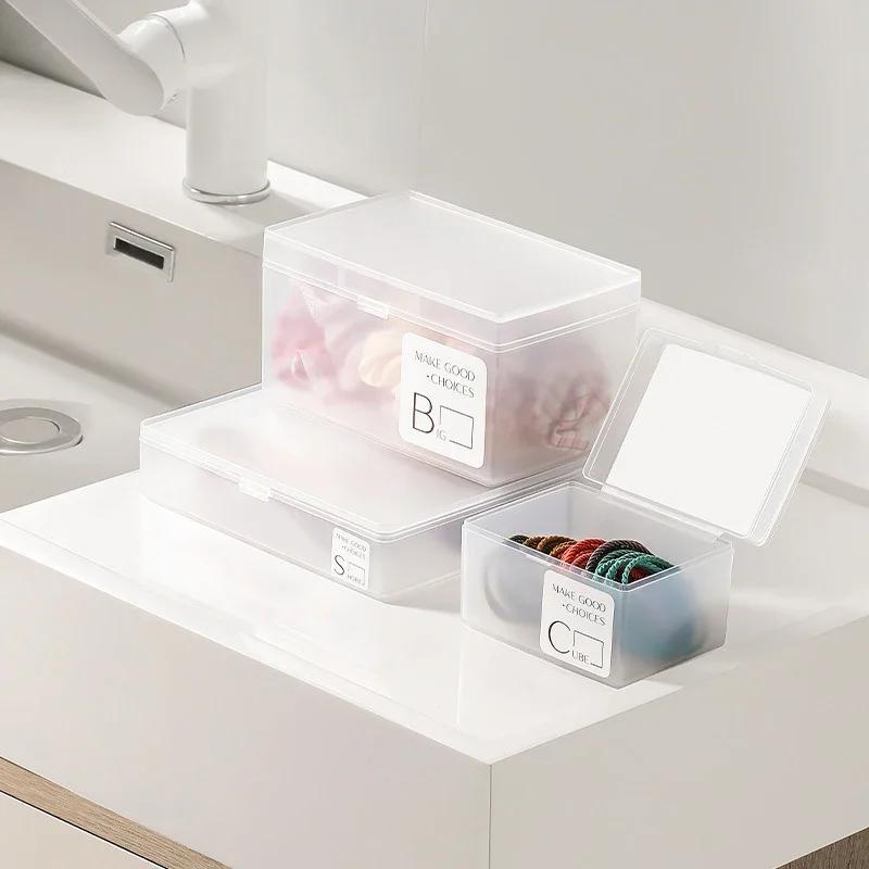Frosted Plastic Snap-Lock Storage Box Card Organizer Desktop Drawer Container for Collectibles Craft Supplies Small Objects