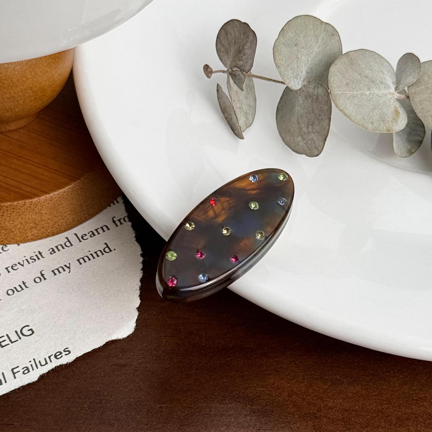 

Шикарные мини-заколки для волос конфетных цветов с изысканными стразами для стильных женщин Dark Brown4cm