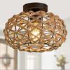 Vintage Woven Vine Ceiling Lamp - Industrial Style for Hallway, Living Room, Dining Room, Bedroom, Study