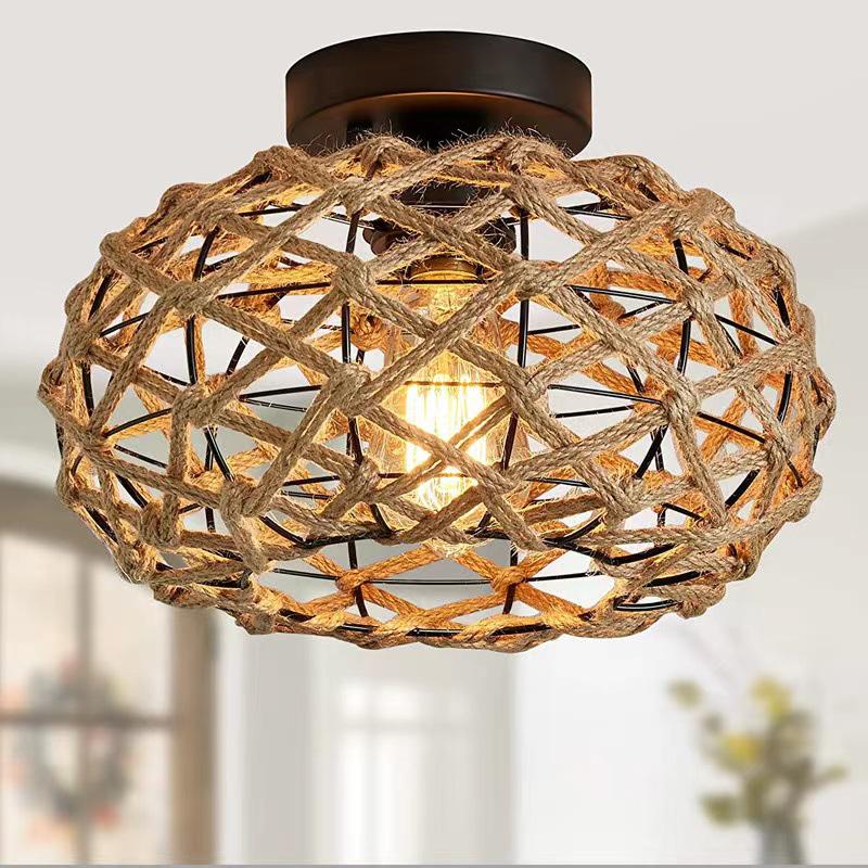 Vintage Woven Vine Ceiling Lamp - Industrial Style for Hallway, Living Room, Dining Room, Bedroom, Study