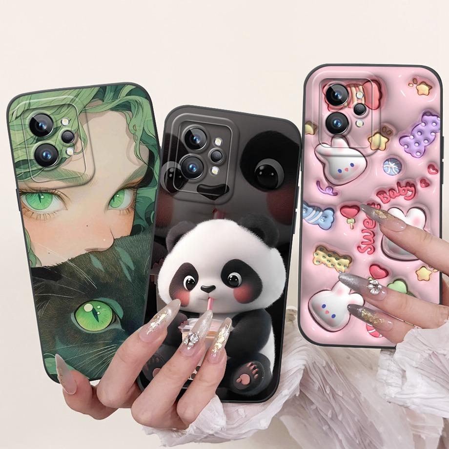 For Realme GT2 Pro Realme GT7 Pro Phone Case Realme Neo2 GT 2 Fundas Liquid Silicone Soft Back Cover Rabbit Panda Flower Capa