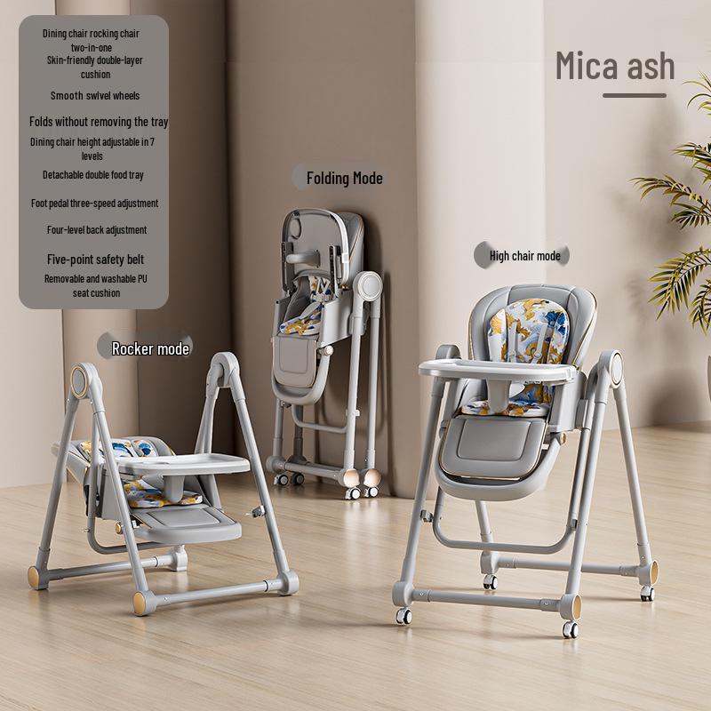 

Multifunctional Folding Portable Baby High Chair for Infants and Children серый