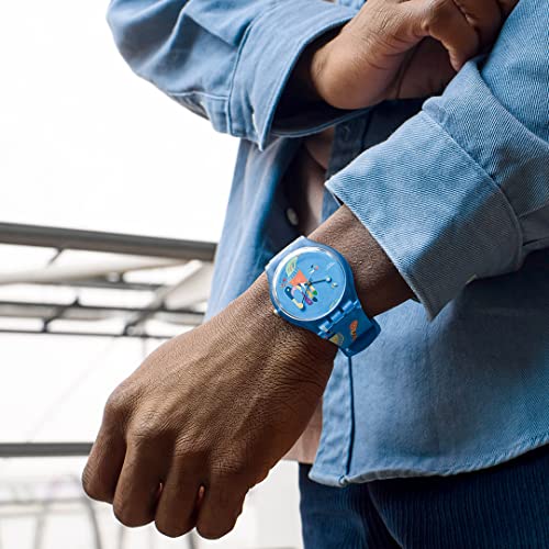 Swatch BLUE SKY, BY VASSILY KANDINSKY New Gent SUOZ342 Wristwatch, Blue