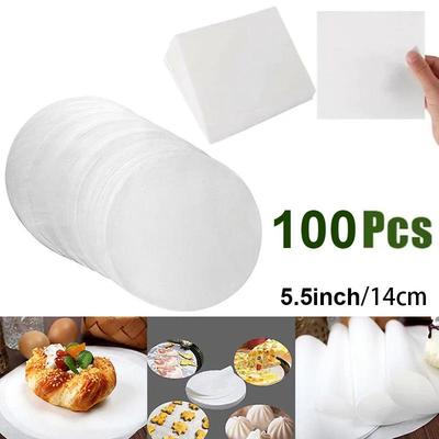 100Pcs 5.5inch/14cm Hamburger Patty Paper Round Wax Paper Sheet Square Parchment Paper for Burger Press Baking Cake Separate 1