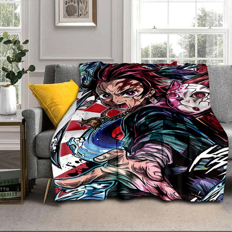 Anime Slayer Adventure Blanket Flannel Blanket for Bed, Sofa, Camping, Hiking, Picnic Essentials, Gift for Family Fan Gifts