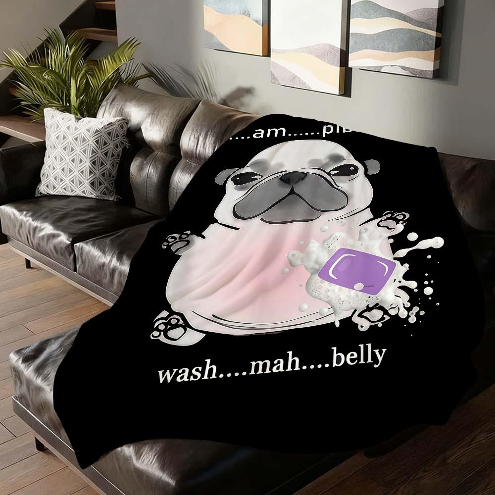 Print fasion Pibble Wash My Belly Blanket For Sofa Office Bed Plane Travel Sleep Read Relax Camping Soft And Warm