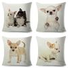 Niedlicher Kleiner Hund Chihuahua Kissenbezug Deko Liebes Haustier Tier Kissenbezug Polyester Überwurf Kissenbezug für Sofa Zuhause Auto 45x45cm
