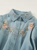Women's Retro Cartoon Embroidered Cotton Denim Shirt - Long Sleeve, Casual Top for Spring/Autumn 2025