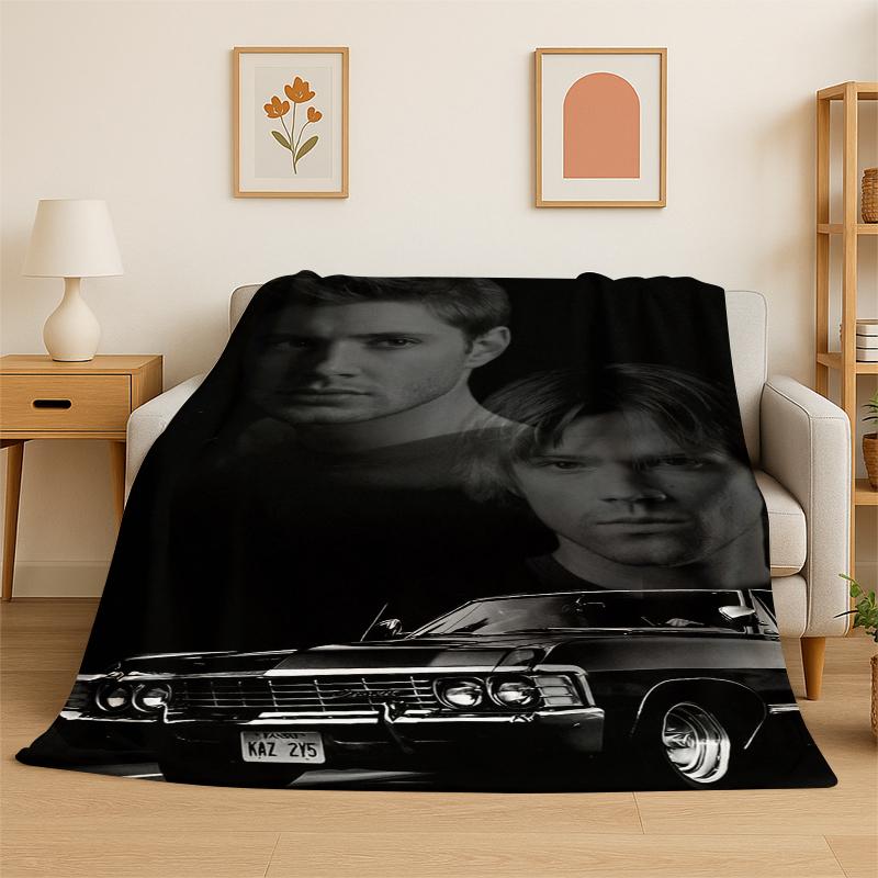 

SPN Supernatural Dean Sam TV Flannel Blanket Soft Warm Throw Blanket for Bedroom Living Room Bed Travel Camping Picnic Kid 75x90cm
