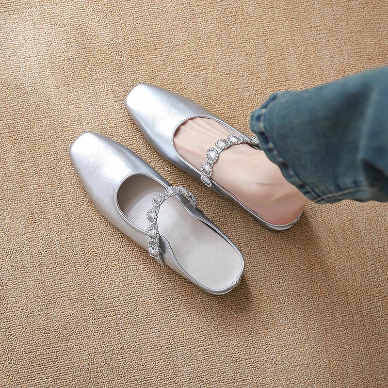 Premium bag head half slippers women's outer wear spring and summer new with skirt inner height increase go out thick bottom sandals