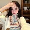 Women's Winter Jacquard Knitted Scarf Retro Thickened Warm Woolen Scarf Fashion Scarf