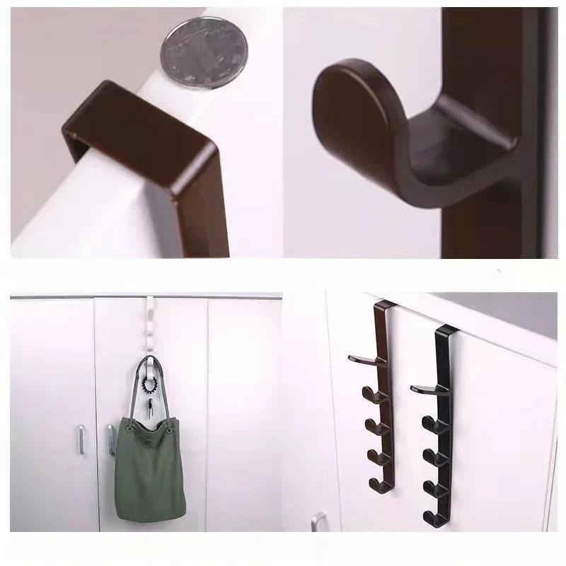 1 PCS Plastic Hook Cabinet Door Hanging Rack - Space Saving Adhesive Mount Storage Organizer for Kitchen Bathroom Desk