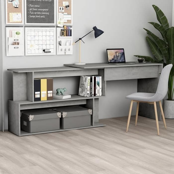 VidaXL Bureau d'angle Gris béton 200x50x76 cm Aggloméré