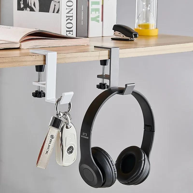 1pc Adjustable Desk Edge Hook Gaming Headset Desk Hanger Backpack Storage Hanging Hook Holder Punch-free Home Office Organizer