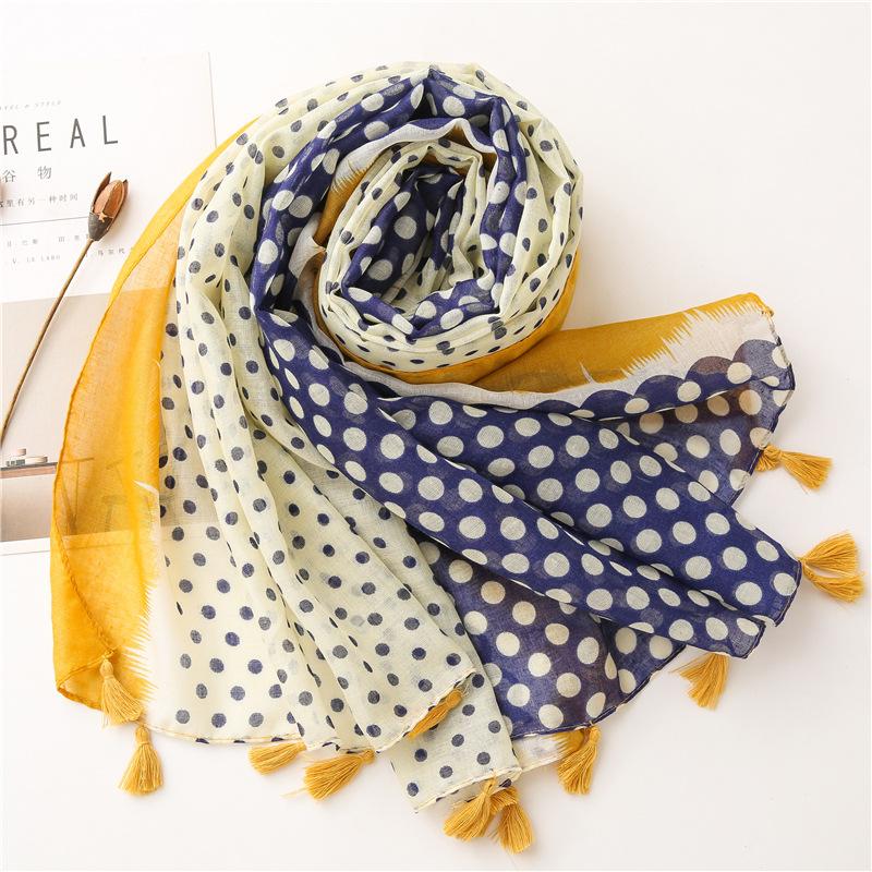 New Fashion Print Summer Women cotton Scarf Polka Dot Beach Hijab Shawls and Wraps Female Foulard Echarpe Designer Bandana