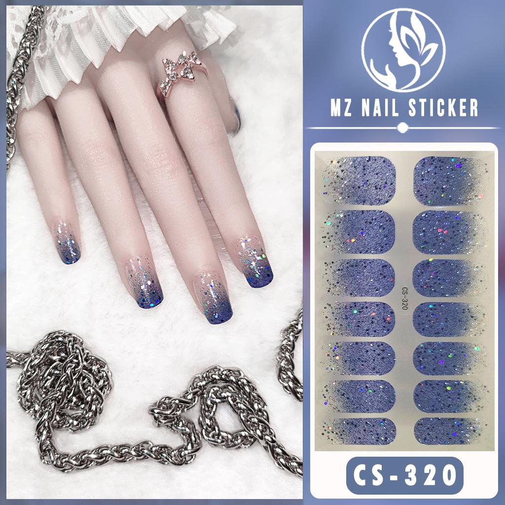 CS Color Green Onion Powder Four-color All-Green Onion No-Bake Gel Nail Polish Film All Ice Flash Nail Polish Film Paper Nail Nail Sticker