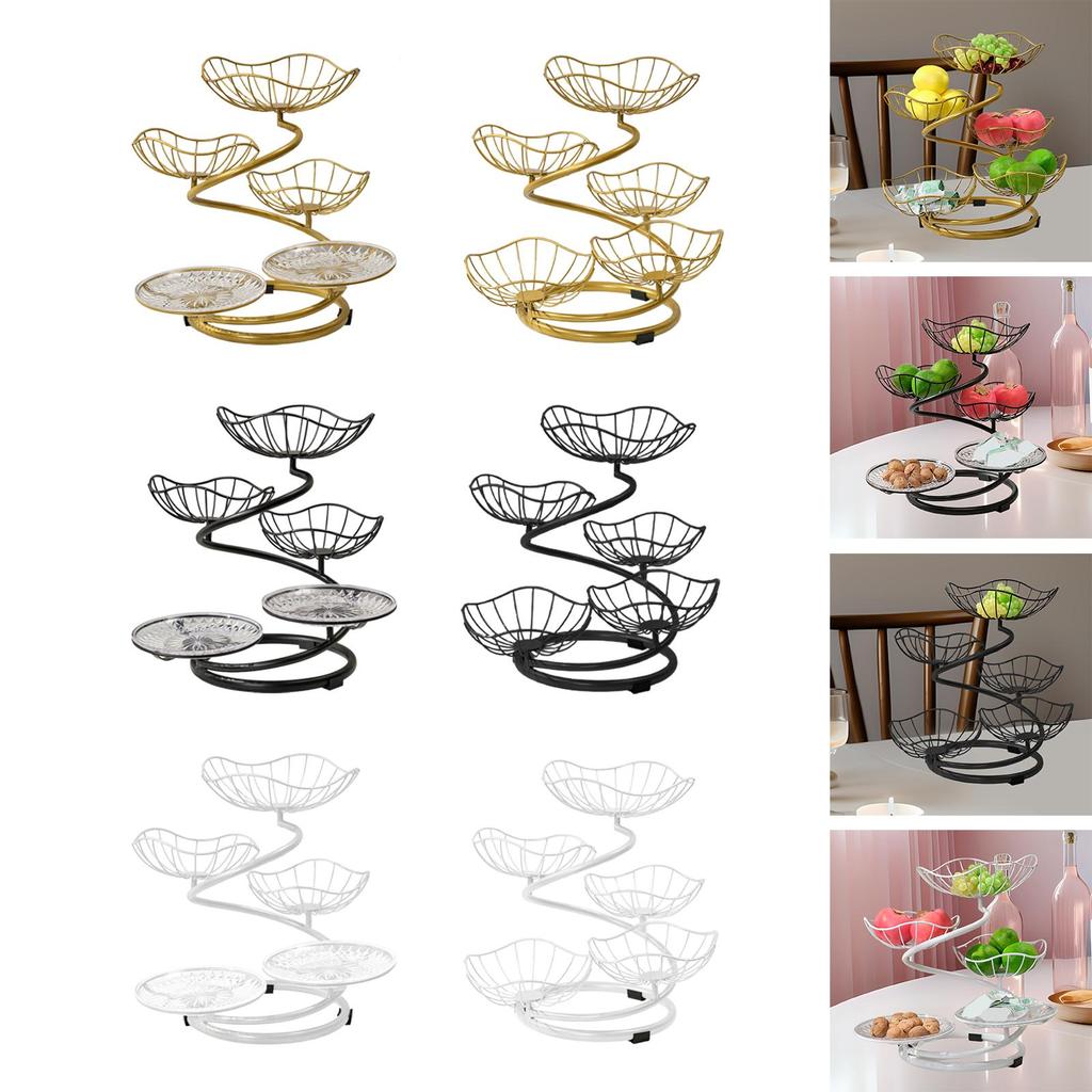 5 Tier Fruit Basket Bowl Large Capacity Wrought Iron Fruit Stand for Kitchen