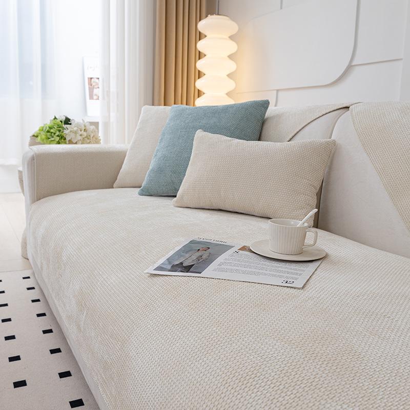 

Универсальная однотонная диванная подушка из синели на четыре сезона, подушка с зернистым узором, диванная подушка, современный минималистичный нескользящий чехол 70*150 бежевый