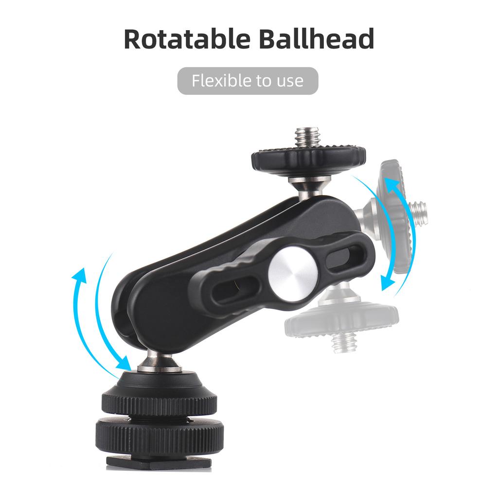 Mini Cool Ballhead Multi Function Double Ball Dead Adapter with Cold Shoe Mount & 1 4 Inch Screw for DSLR Camera