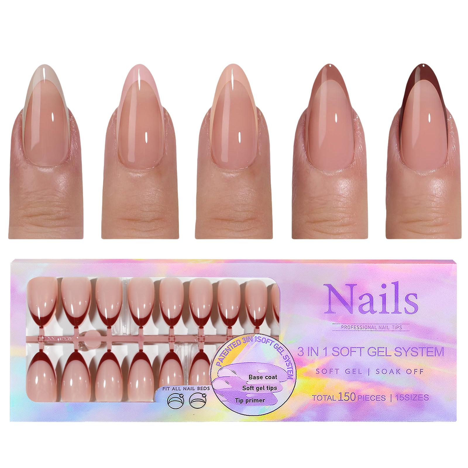 

Накладные ногти с французским типом Съемные накладные ногти Накладные ногти с полным покрытием Искусственные накладные ногти Маникюрные принадлежности 4