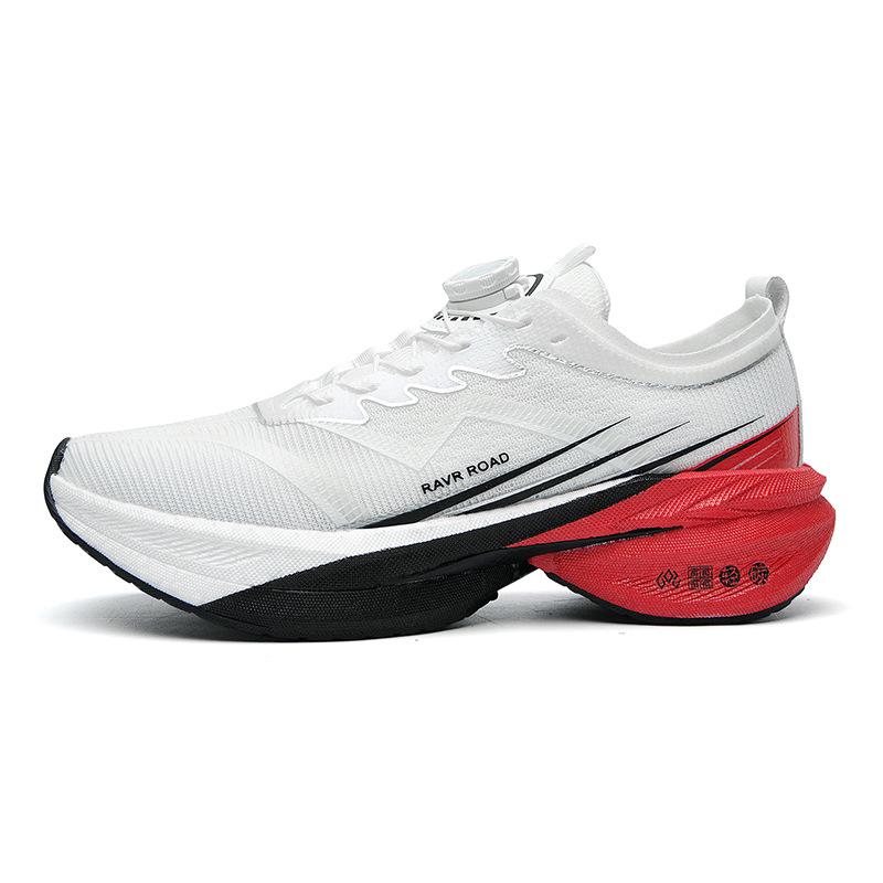 

Summer new hollow breathable rotating buckle racing running shoes full palm carbon plate real explosion thick-soled cushioning sports shoes 44