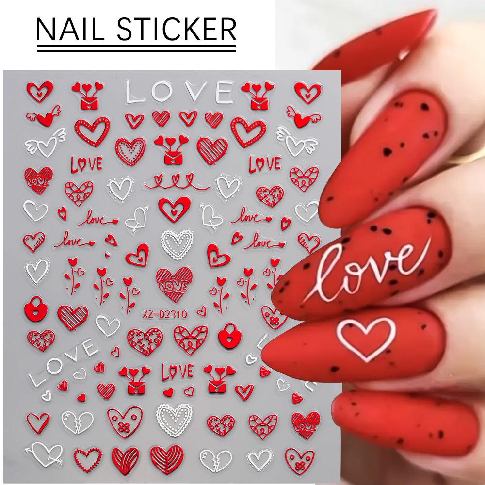 Valentinstag Liebe Nail Art Sticker Klebstoff Wasserdicht Nail Art Sticker Romantische Valentinstag Mädchen Nagel Dekoration Aufkleber