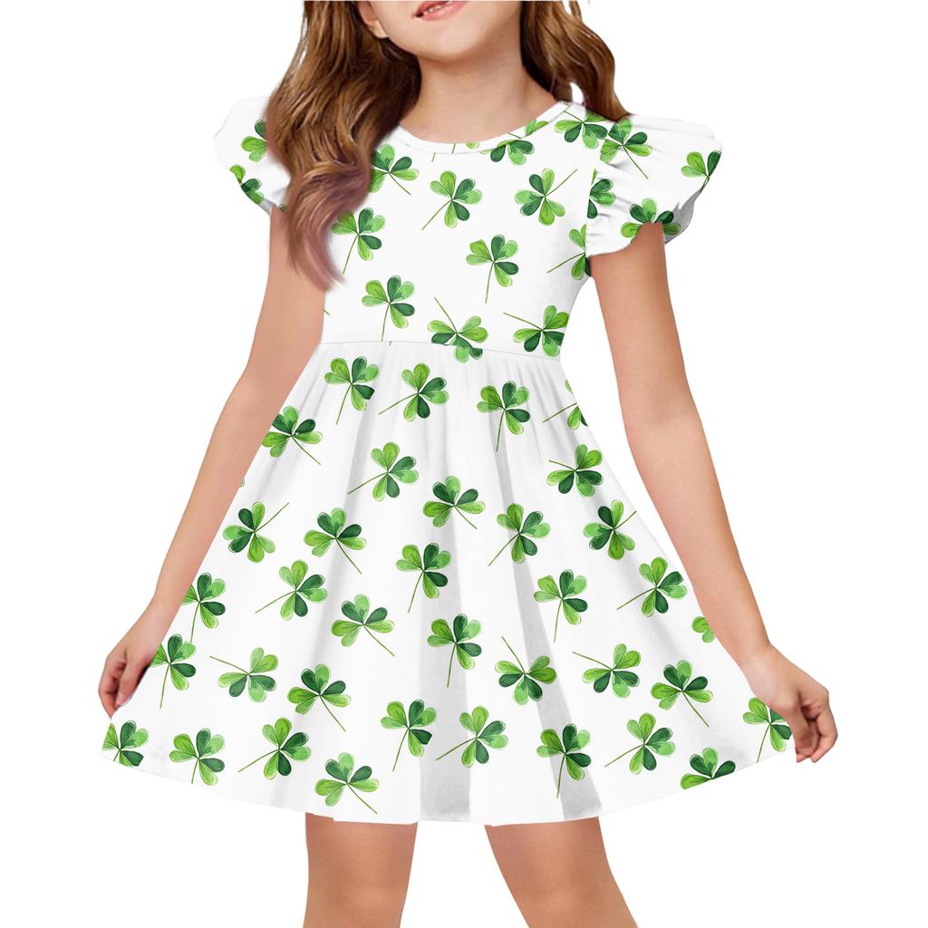 Girls' Summer Princess Dress - A-Line T-Shirt Dress St. Patrick's Day