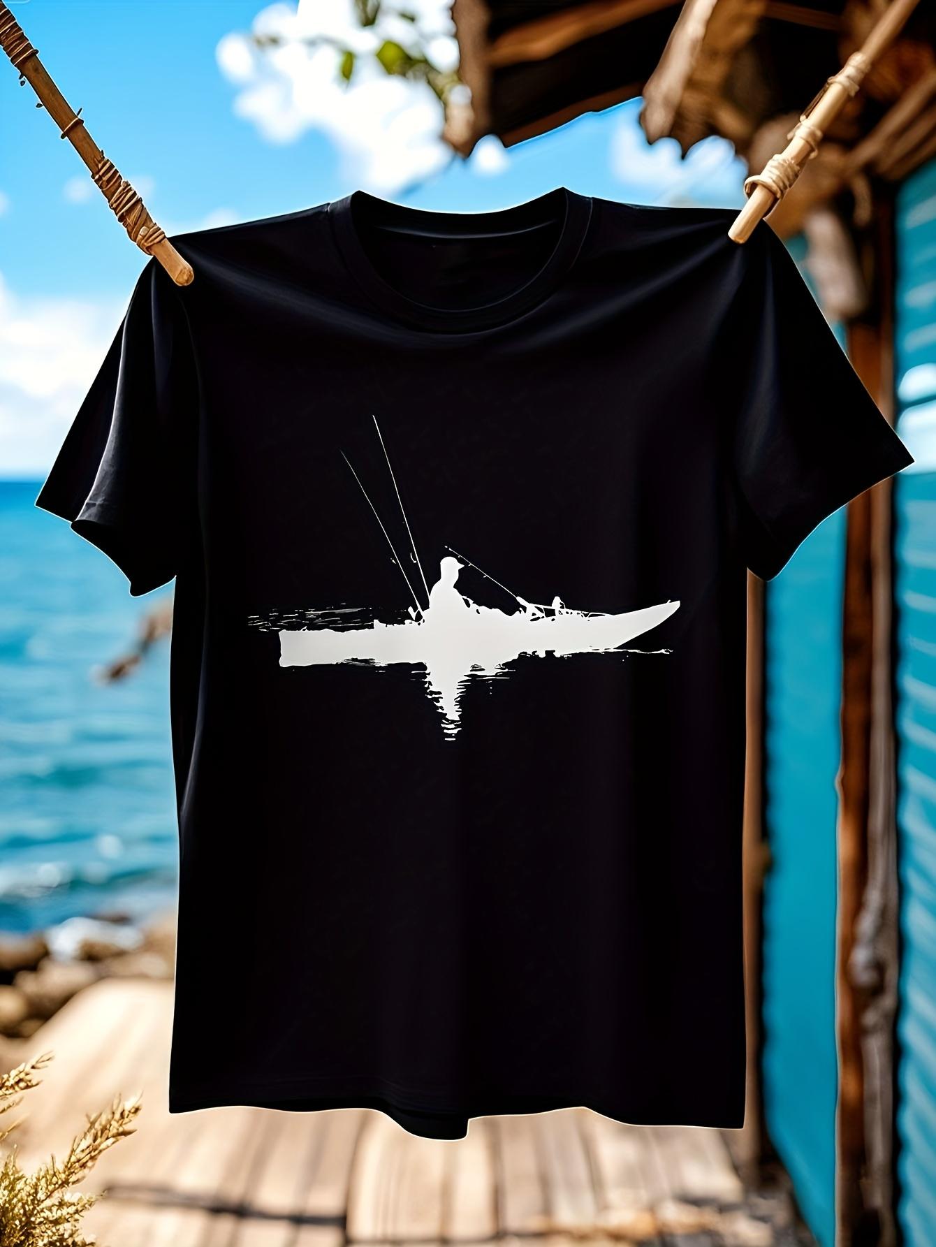 Fishing Kayak Graphic Tshirt Graphic Tshirt - Black with ... XL