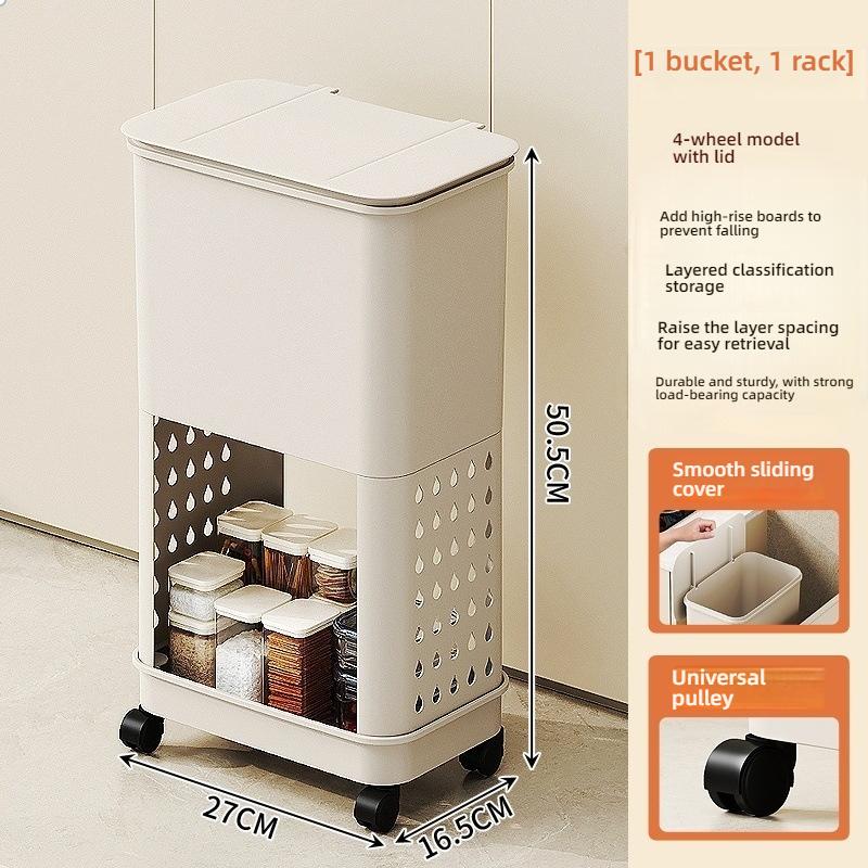 White Concise Design Durability Plastic Waste Container with Look Feet Wheel Perfect Household Cleanliness Various Indoor Space