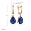 New Water Drop Dark Blue Long Dangle Earrings For Women  Rose Gold Color Natural Zircon Wedding Earrings Daily Jewelry
