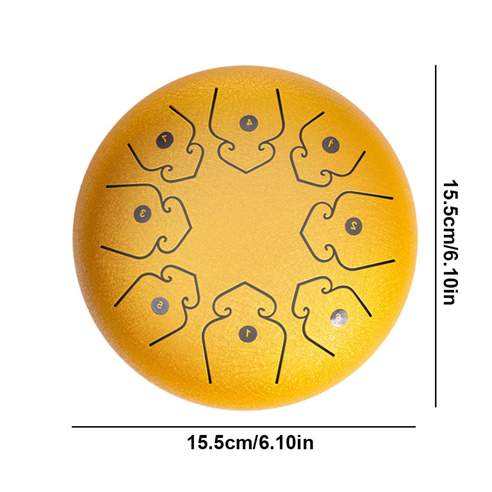 Mini Chakra Drum 6 Inches 8 Notes Waterproof Meditation Rain Chime Ethereal Hand Pan Musician Gift for Family and Friends