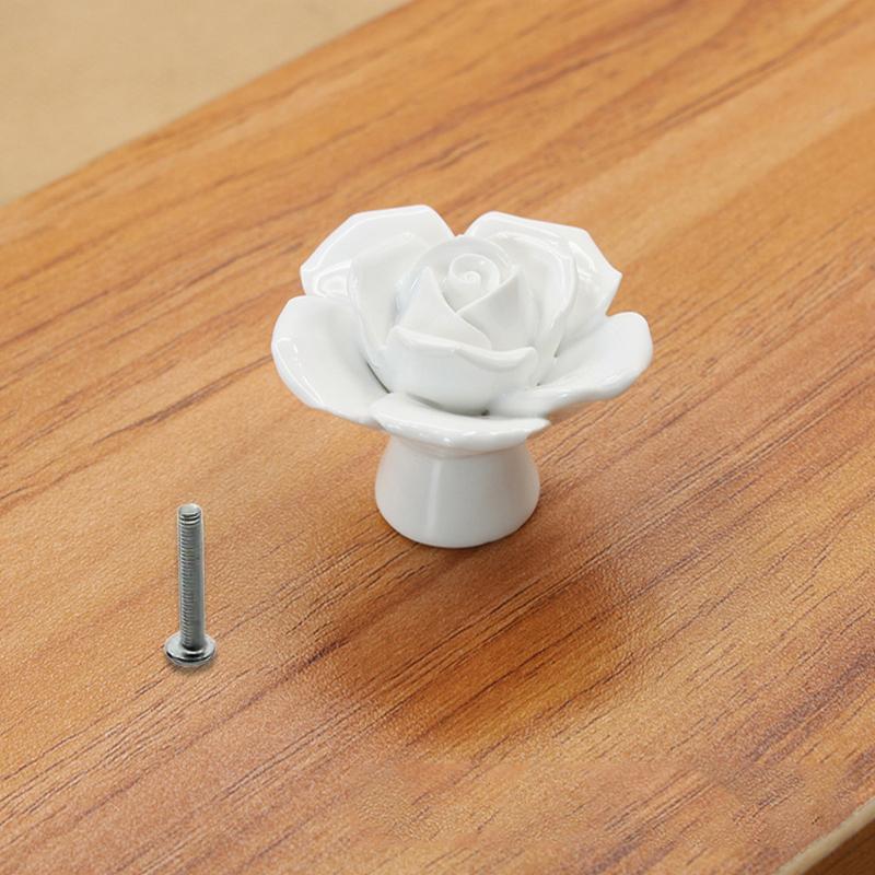 1PC Single Hole Handle Cartoon Cabinet Handles Modern Cupboard Pulls Minimalist Flower Rose Drawer Knobs Fashion