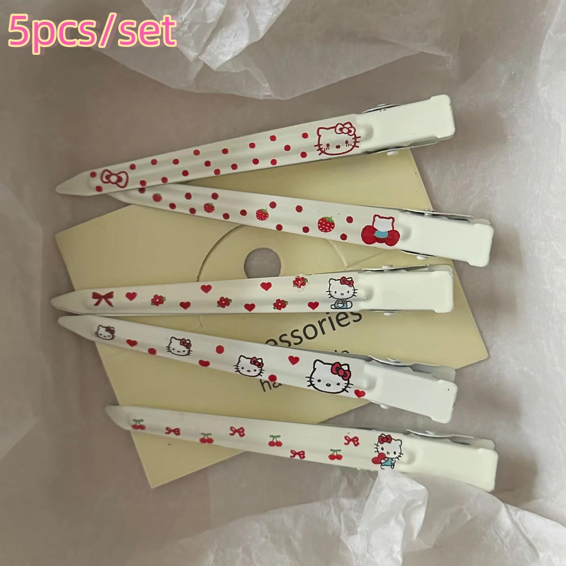 

4/5 шт. Принтованная заколка для волос «Китти», позиционирующий зажим, мультяшный зажим «утиный нос», модные и универсальные декоративные заколки для челки