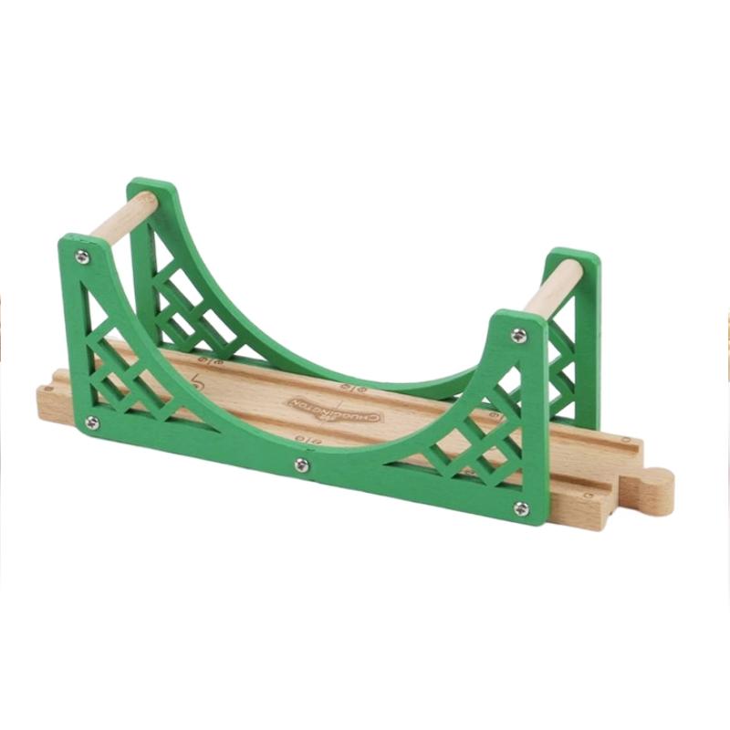 Children's Toy Gift Wooden Colored Pier Double Bridge Track Accessories Compatible with Electric Trains and Wooden Track S P095