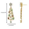 Korean Zircon Christmas Tree Earrings Rhinestone Crystal Star Drop Earring Gift