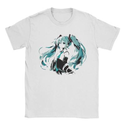 Japan Brush Hatsunes Mikus Anime T-Shirts Vintage Pure Cotton Tee Shirt Crew Neck Short Sleeve T Shirt Plus Size Clothing