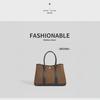 2025 Autumn/Winter Contrast Color Leather Handbag - Large Capacity Wool & Microfiber Shoulder/Crossbody Tote for Women