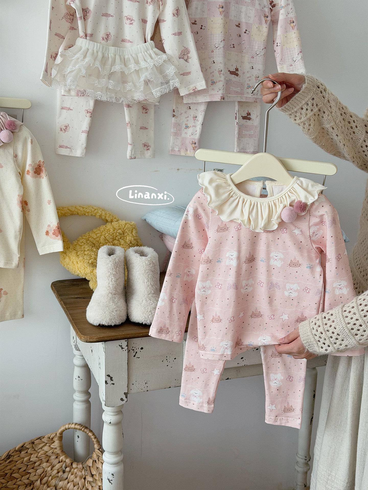 86012 Хлопковый пижамный комплект с кружевом для девочек - Коллекция Ранняя весна 2026 130cm