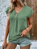 2025 Spring/Summer Women's Solid Color Button-Down Fashion Tops - European & American Style Short Sleeve