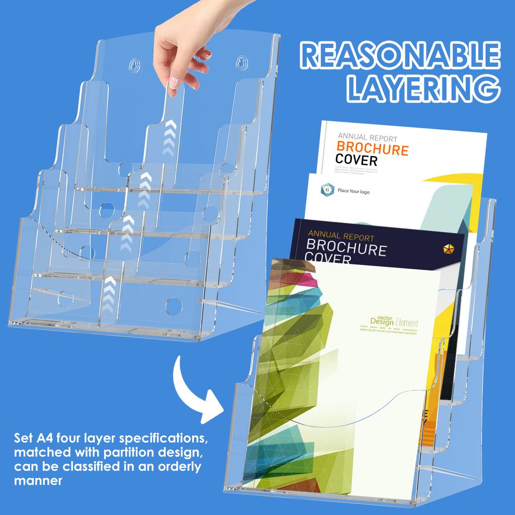 2Pcs 4 Tier Game Card Organizer with 2 Removable Dividers Transparent Holder Postcards Case Empty Storage Box Brochure Display