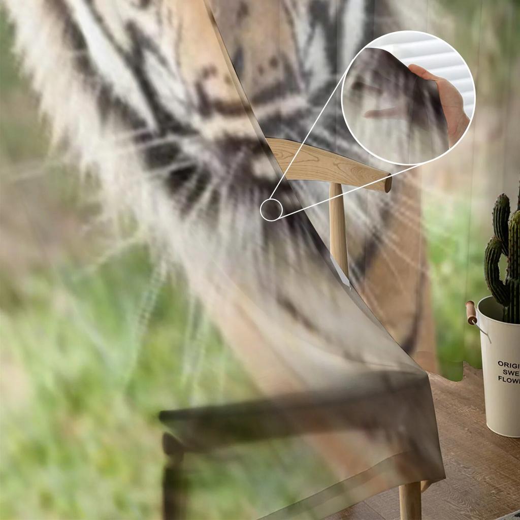 Zbliżenie na głowę tygrysa sumatrzańskiego Panthera Tigris Sumatrae Tiulowe Przezroczyste Zasłony do Dekoracji Salonu Woal Organza Zasłona