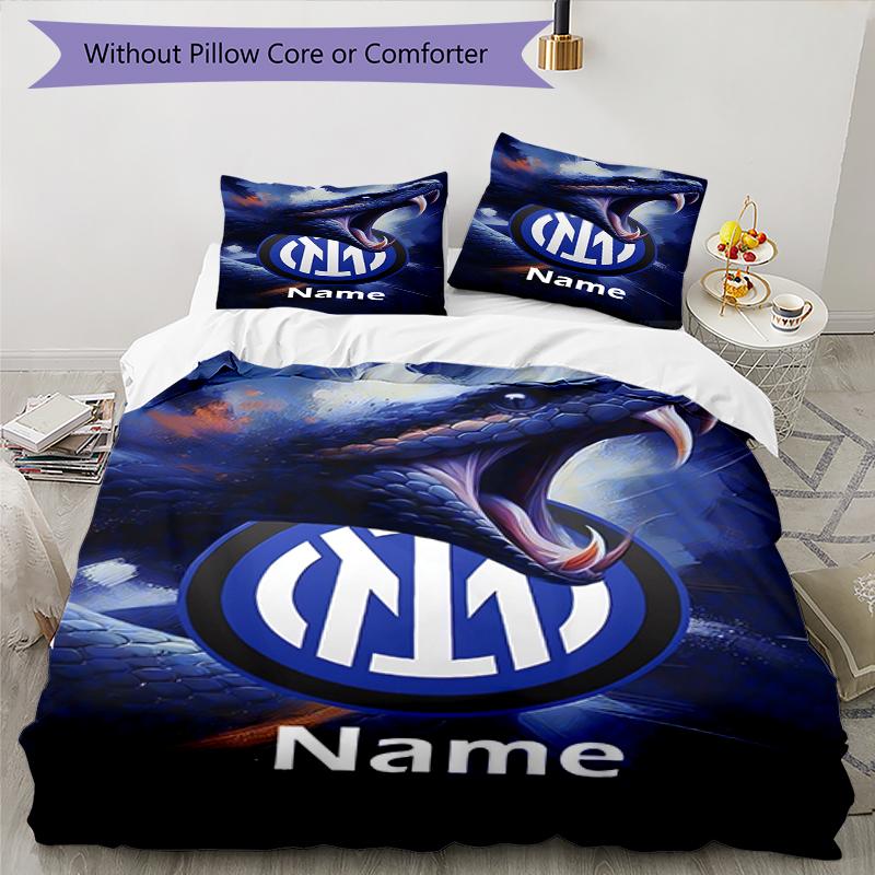 Set Biancheria da Letto Inter Milano Personalizzato con Nome 3 Pezzi Copripiumino Chiusura Include 1 Copripiumino e 2 Federe, Morbido e Confortevole per Tutte le Stagioni.