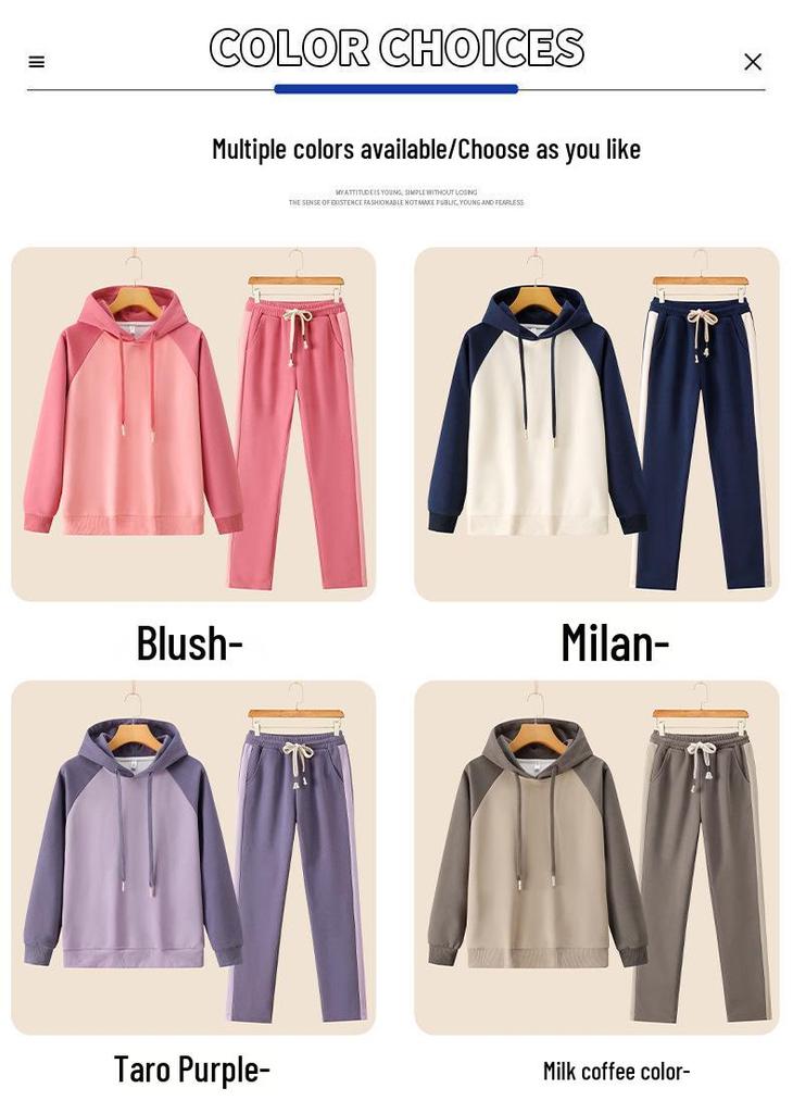 Women's Trendy Casual Suit: 2025 Spring/Autumn Fitness Sportswear with Hooded Sweatshirt & Long Pants.