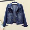 Women Jacket Turn-down Collar Long Sleeve Single-breasted Solid Color Buttons Chest Pockets Slim Fit Denim Hip Hop Streetwear Lady Coat
