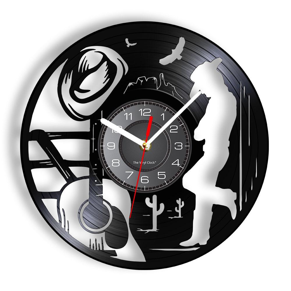 Country Rock Guitar Singer Vinyl Record Wall Clock Home Decor Music Theme LED Backlight Wall Watch Country Singer s Unique Gift