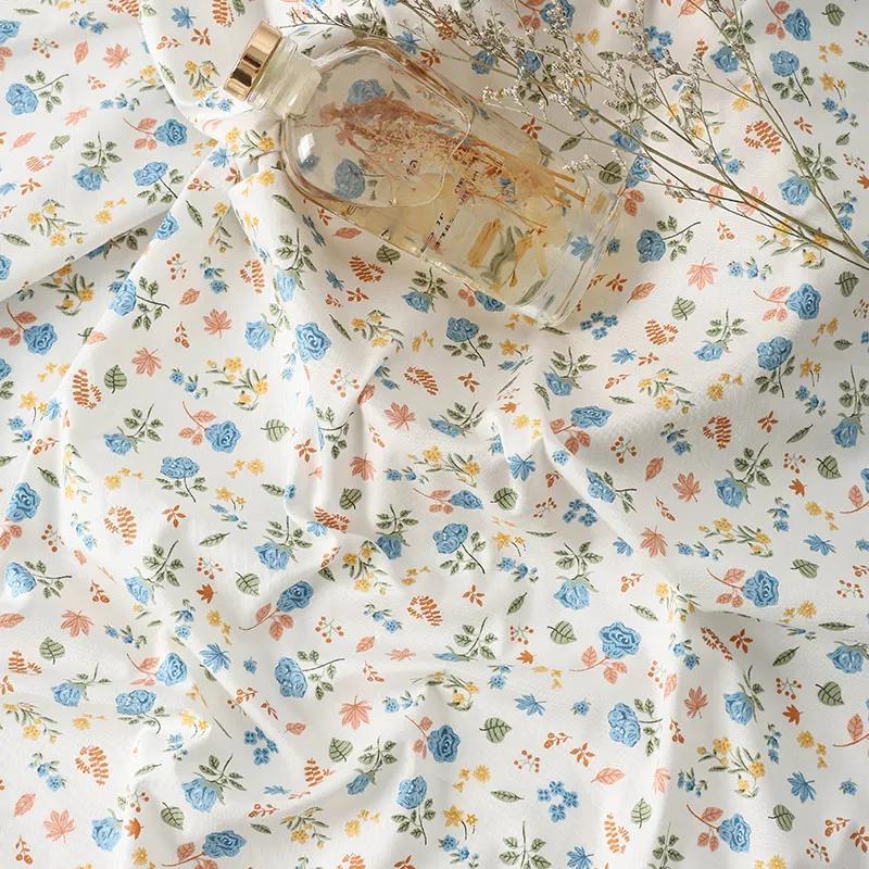0.5m/2m Rural Style Pure Cotton Small Floral Printed Fabric for Sewing Dresses Decorative Cloth Handmade DIY Clothing Fabrics