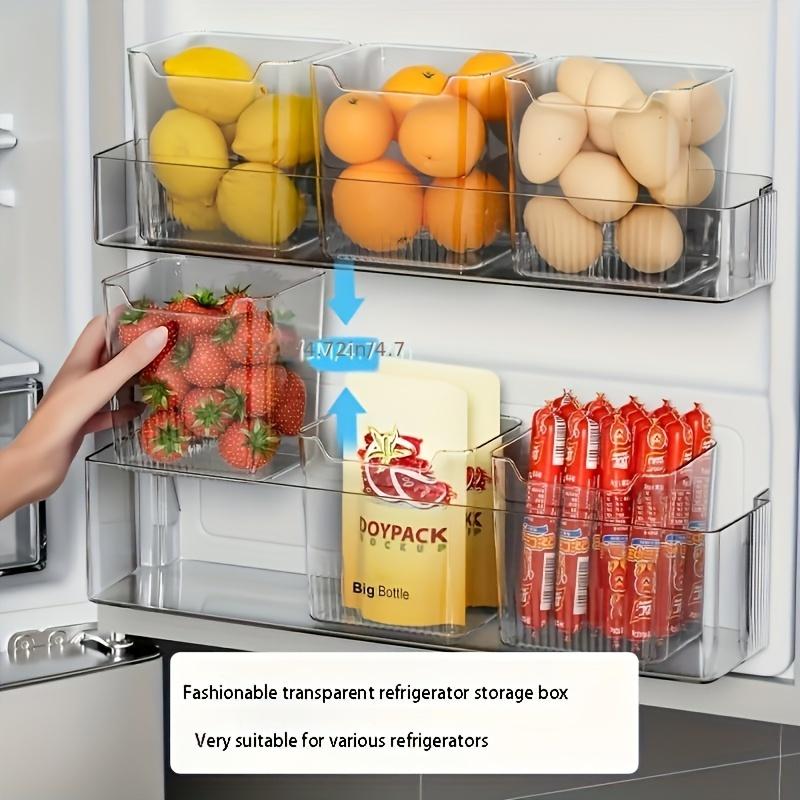 6/2Pcs BPA-Free Refrigerator Side Door Organizer Set - Transparent, Freshness-Preserving Storage Containers for Kitchen & Dining