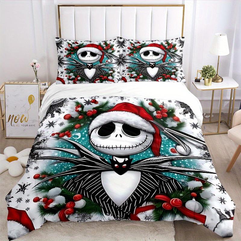 3pcs Christmas Jack Bedding Set Includes Quilt Cover and Pillowcases, Suitable for All Seasons B006