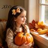 Festival Style Hair Accessories Thanksgiving Turkey Bow Clip for Girls, Decorative Pins, Maple Leaf Pins Double Layer Glitter Clip, Cute Autumn