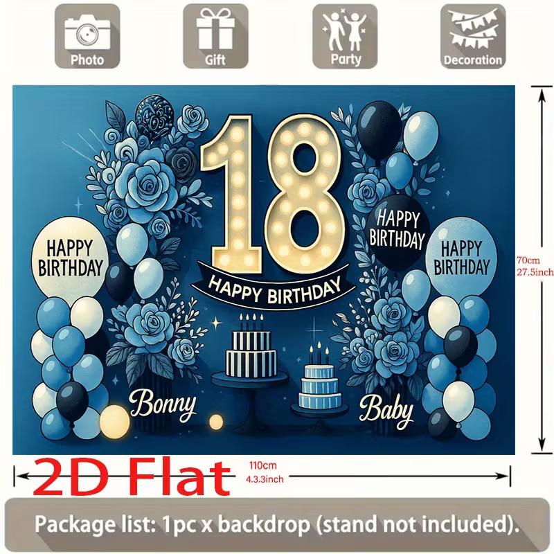 2D 18th Birthday Photography Background Banner for Photoshoot